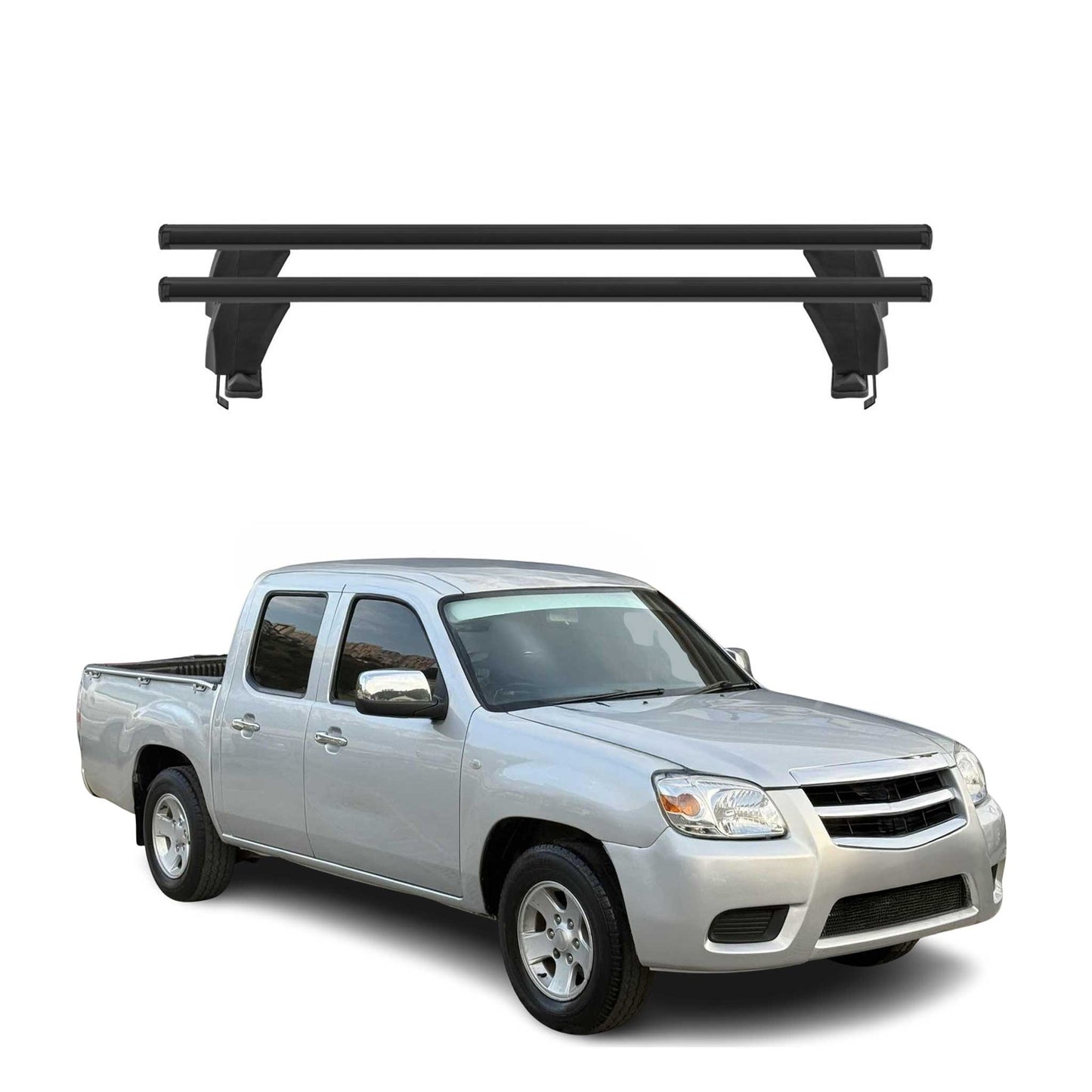 Menabo Dachträger Grundtäger für Mazda BT-50 2011-2020 50kg Alu Schwarz 2 tlg