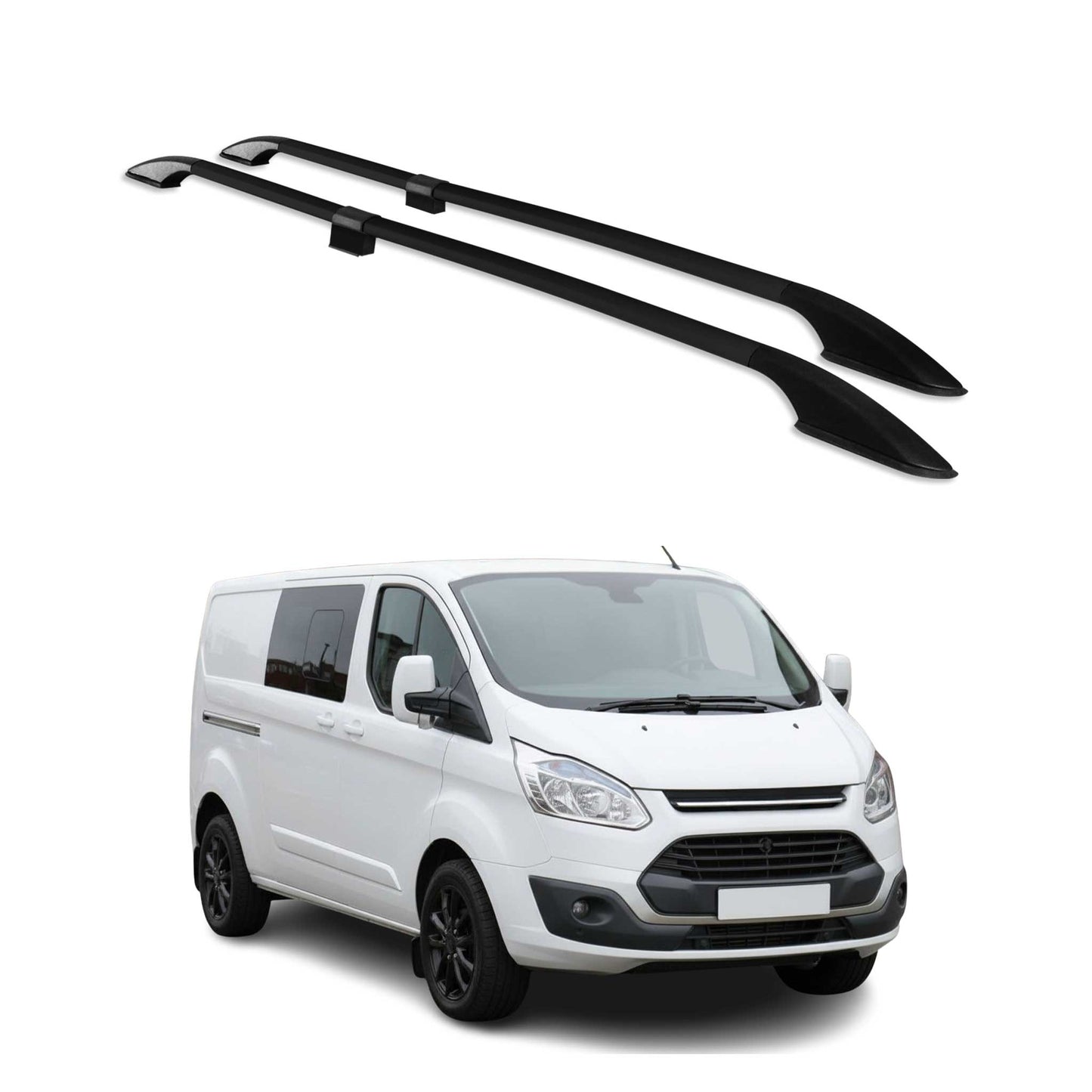 Dachreling für Ford Transit Tourneo Custom 2013-2023 L2 Langer Aluminium Schwarz