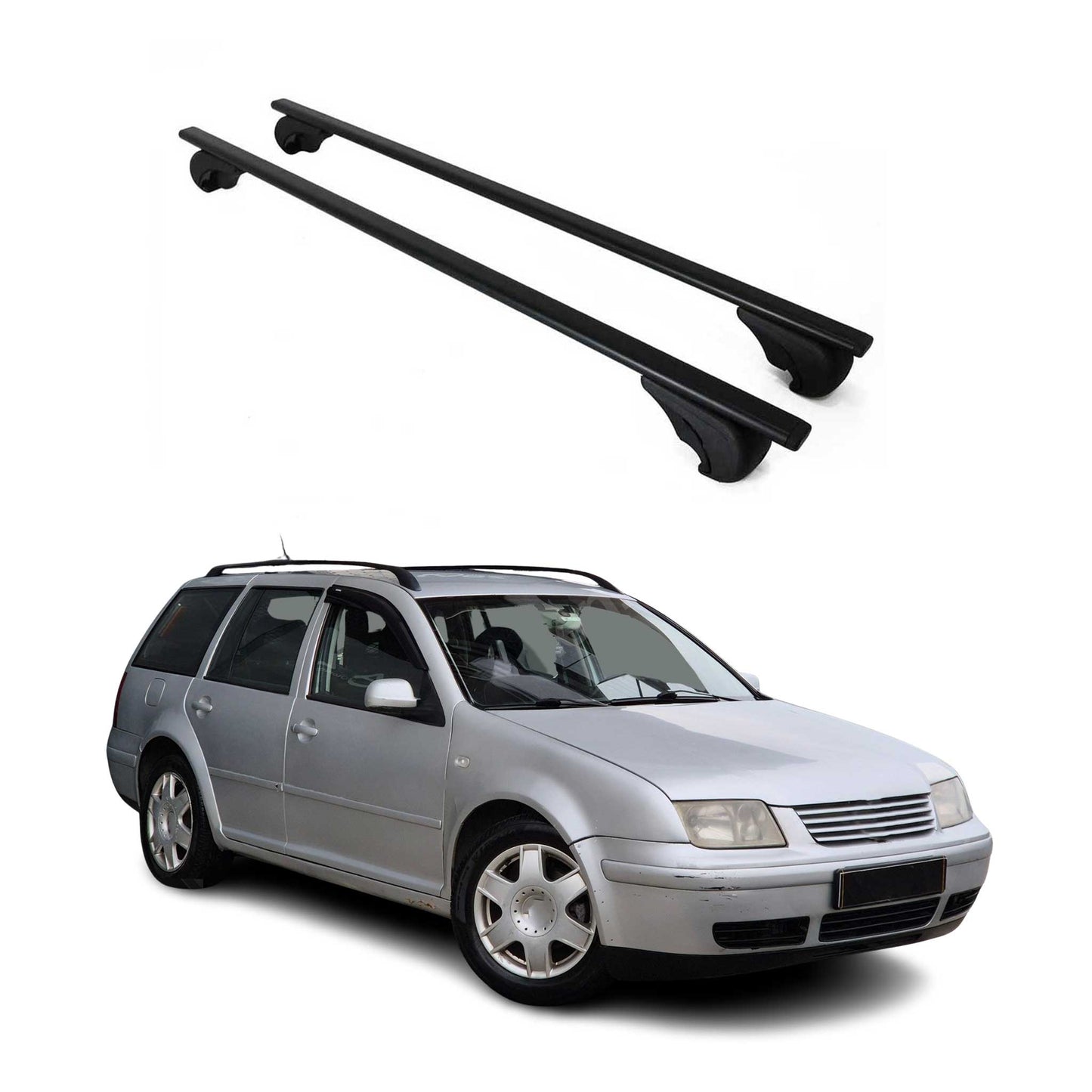 Dachträger Grundtäger für VW Bora Variant 1999-2005 75kg Metall Schwarz 2 tlg