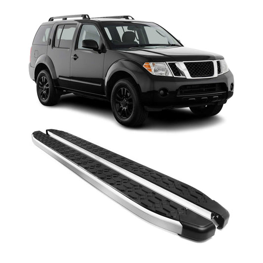 Alu Trittbretter Seitenschweller für Nissan Pathfinder 2005-2012 Schwarz Silber