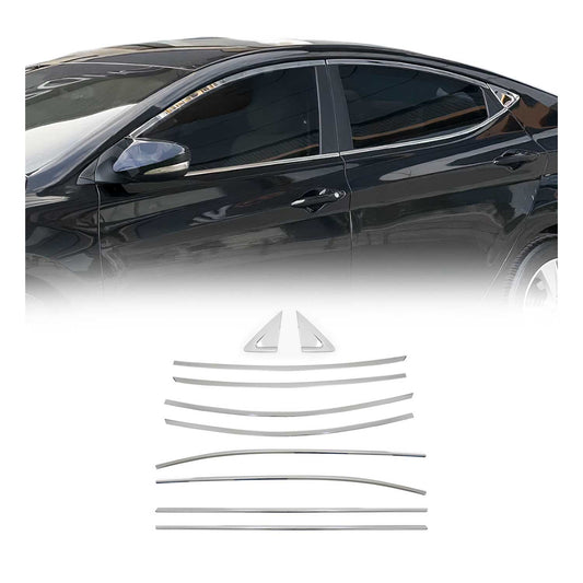 Benzi decorative pentru geamuri pentru Hyundai Elantra Saloon 2010-2015, cromate, 10 bucăți
