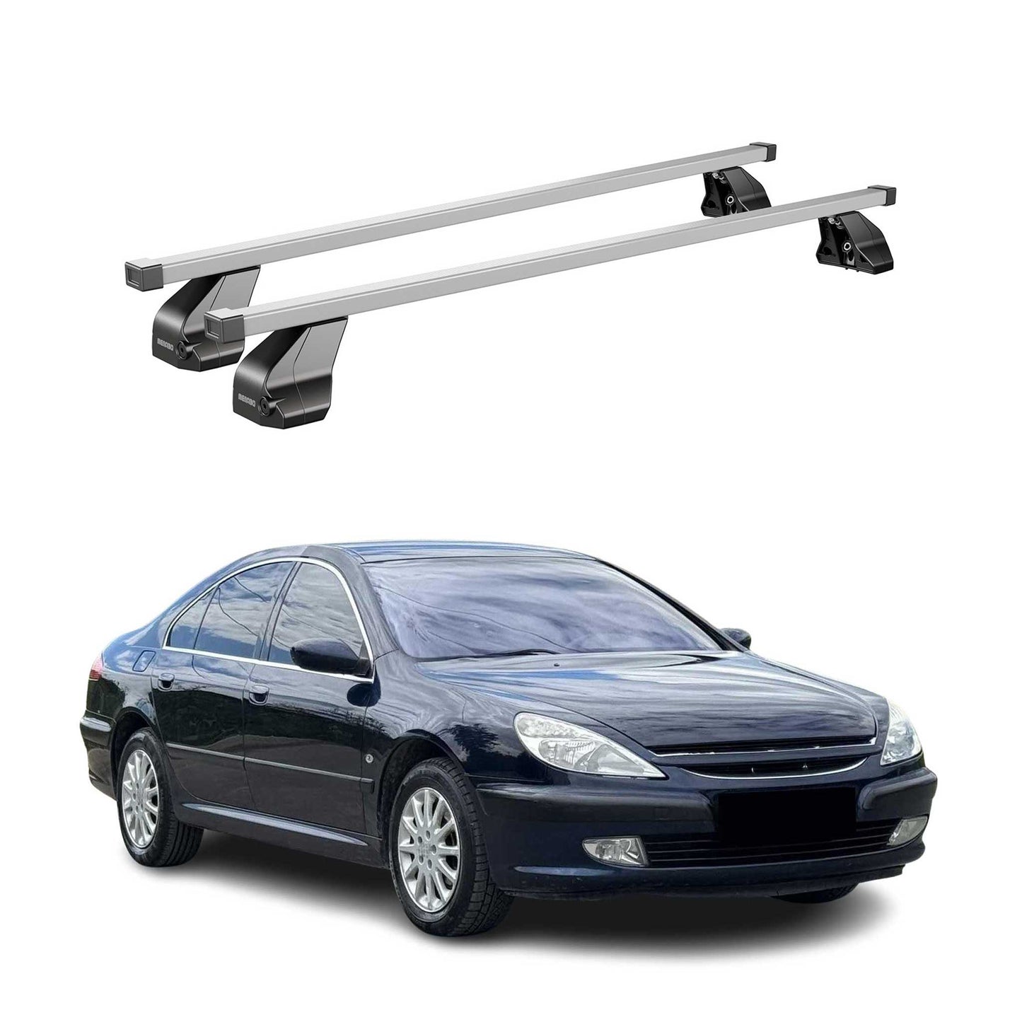 Menabo Dachträger Grundtäger für Peugeot 607 2005-2010 FL 75kg Stahl Silber 2x