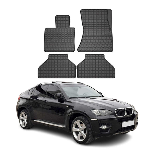Dywaniki gumowe do BMW X6 E70 E71 E72 2007-2014, czarne, zestaw 4 sztuk