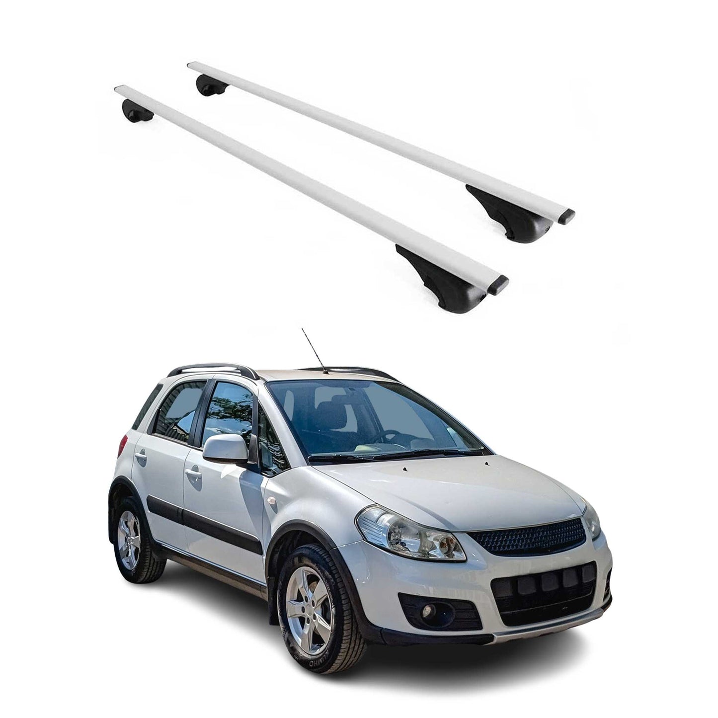 Portbagaj de plafon pentru Suzuki SX4 2006-2013 75kg, argintiu metalic, 2 buc.