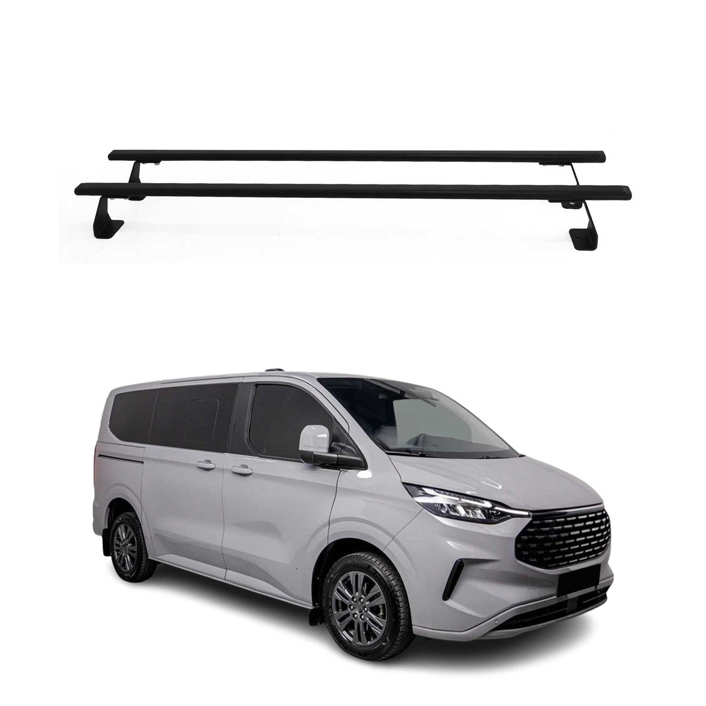 Dachträger Gepäckträger für Ford Tourneo Custom 2013-2023 Schwarz Aluminium 2tlg