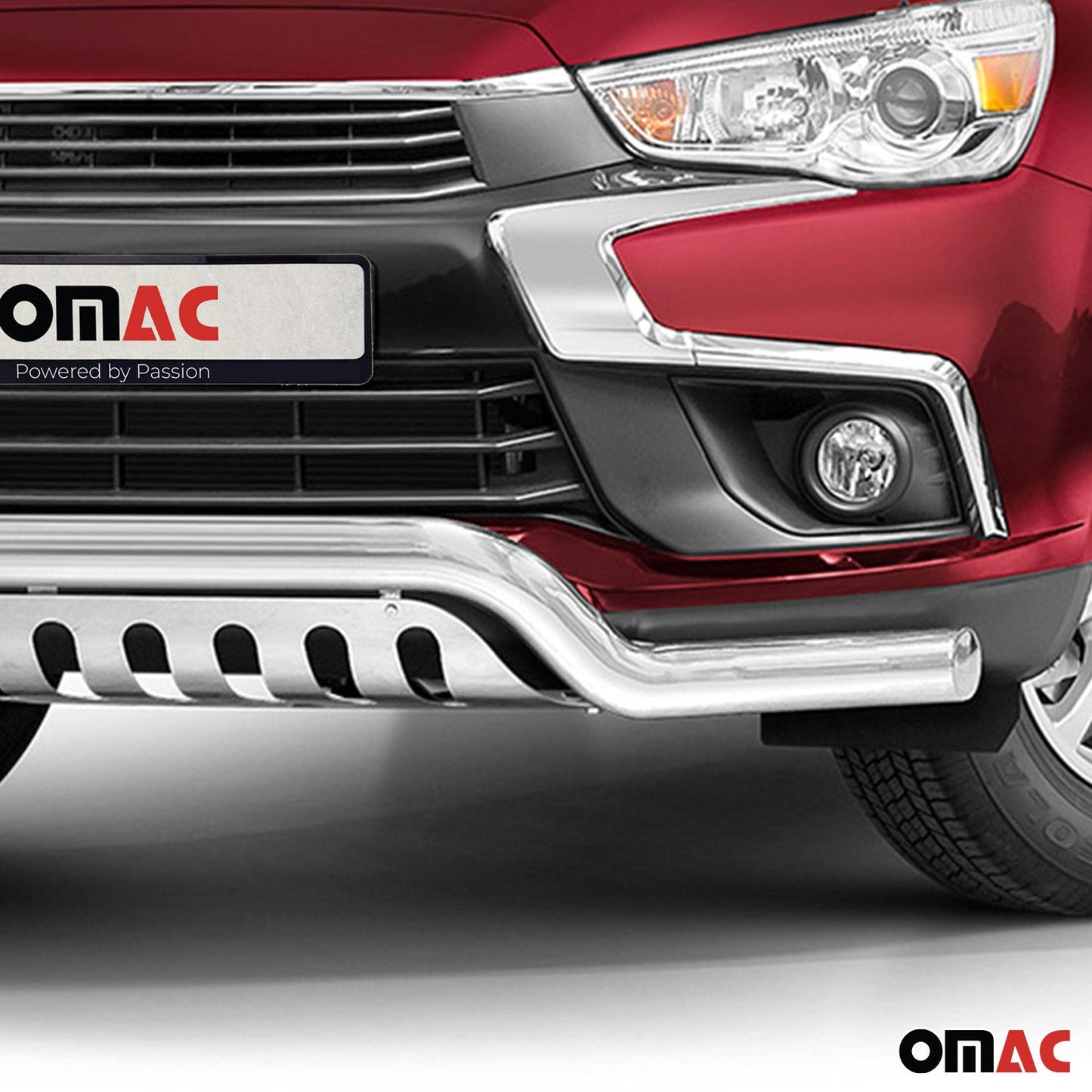 Bară de protecție/buton față pentru Mitsubishi ASX 2017-2022, argintie cu ABE (omologare de tip germană), oțel