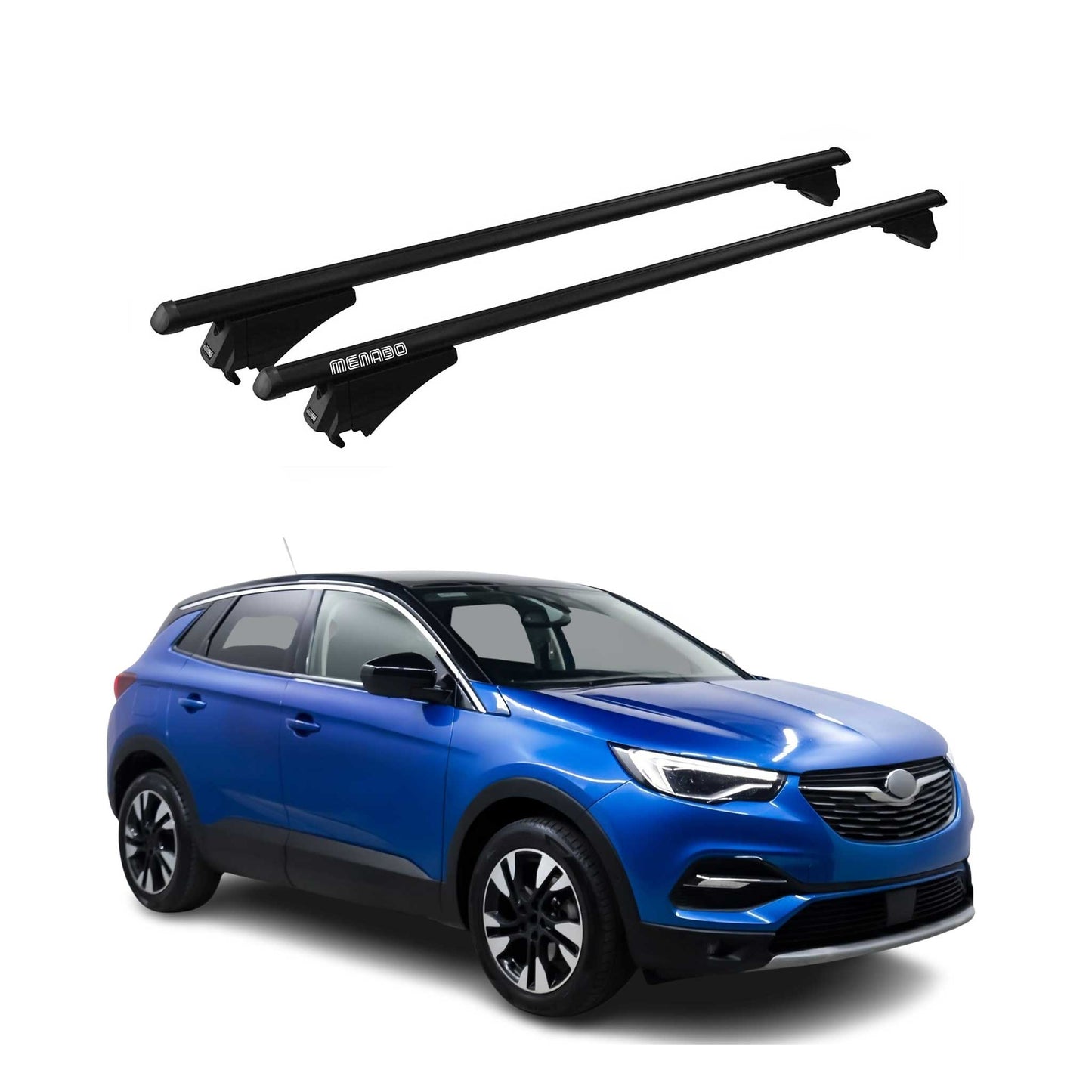 Menabo Grundträger Dachträger für Opel Grandland X 2017-2021 ABE Alu Schwarz 2x