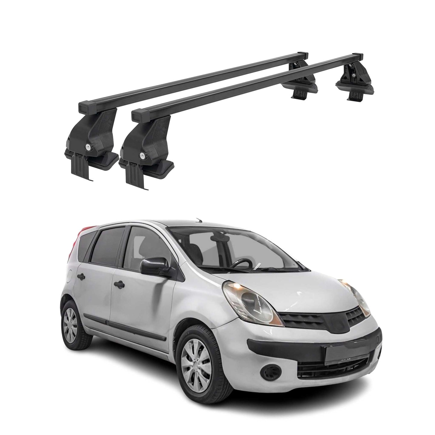 Menabo Dachträger Grundtäger für Nissan Note 2004-2012 50kg Stahl Schwarz 2 tlg