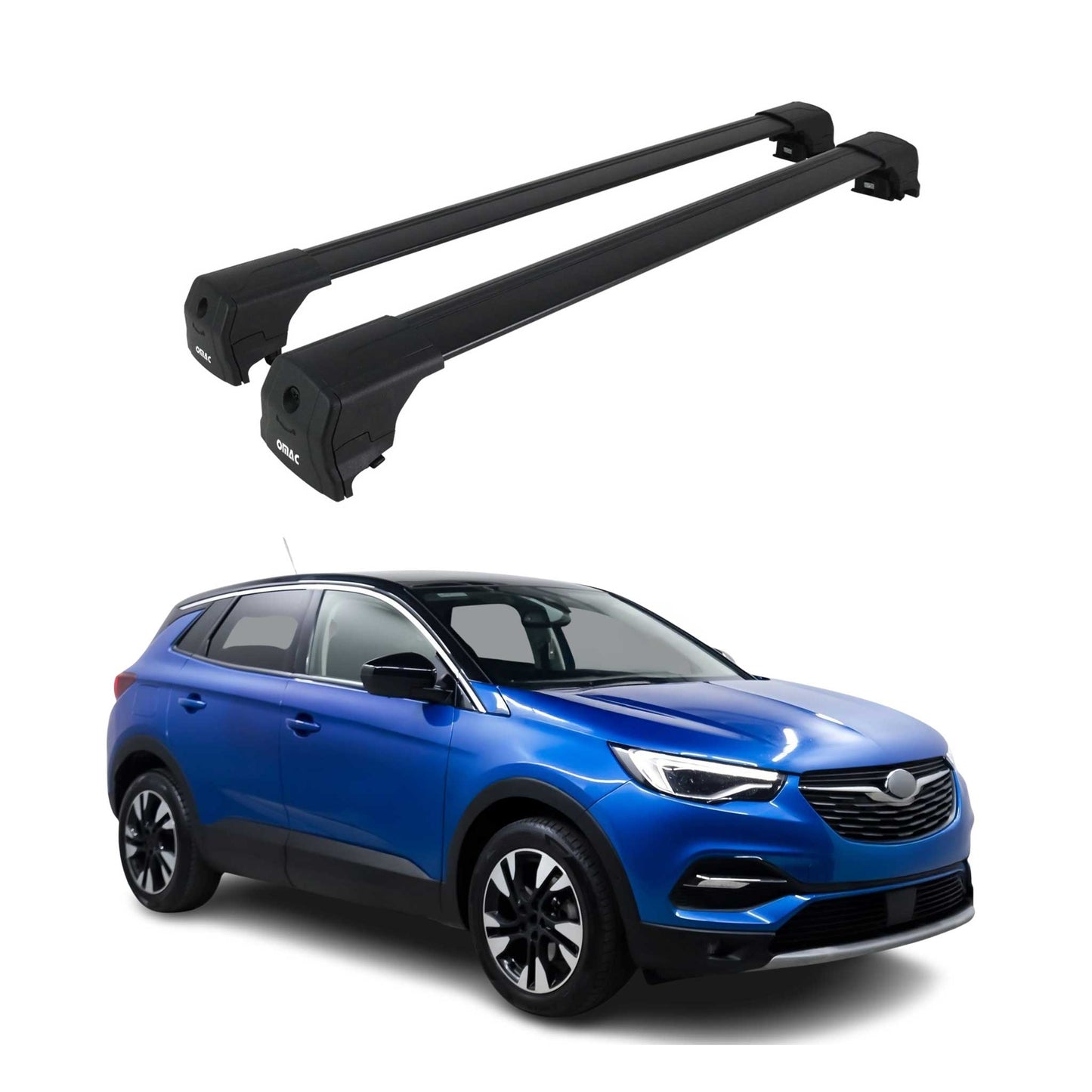 Portbagaj de plafon pentru Opel Grandland X 2017-2022 75kg aluminiu negru 2 buc