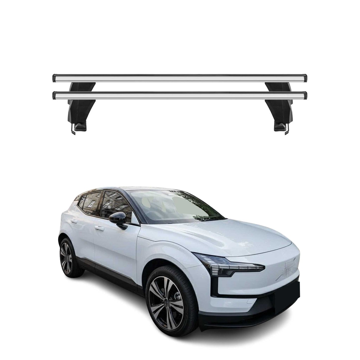 Menabo Portbagaj de plafon pentru Volvo EX30 2023-2025 Gri aluminiu, 2 piese