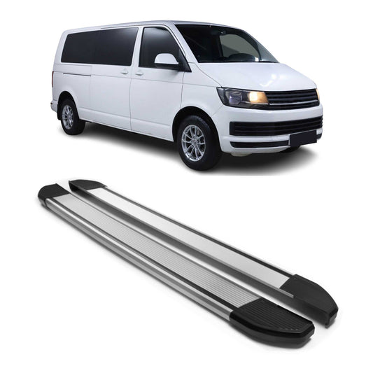 Alu Seitenschweller Trittbretter für VW T6 T6.1 Transporter L2 Langer Silber 2x