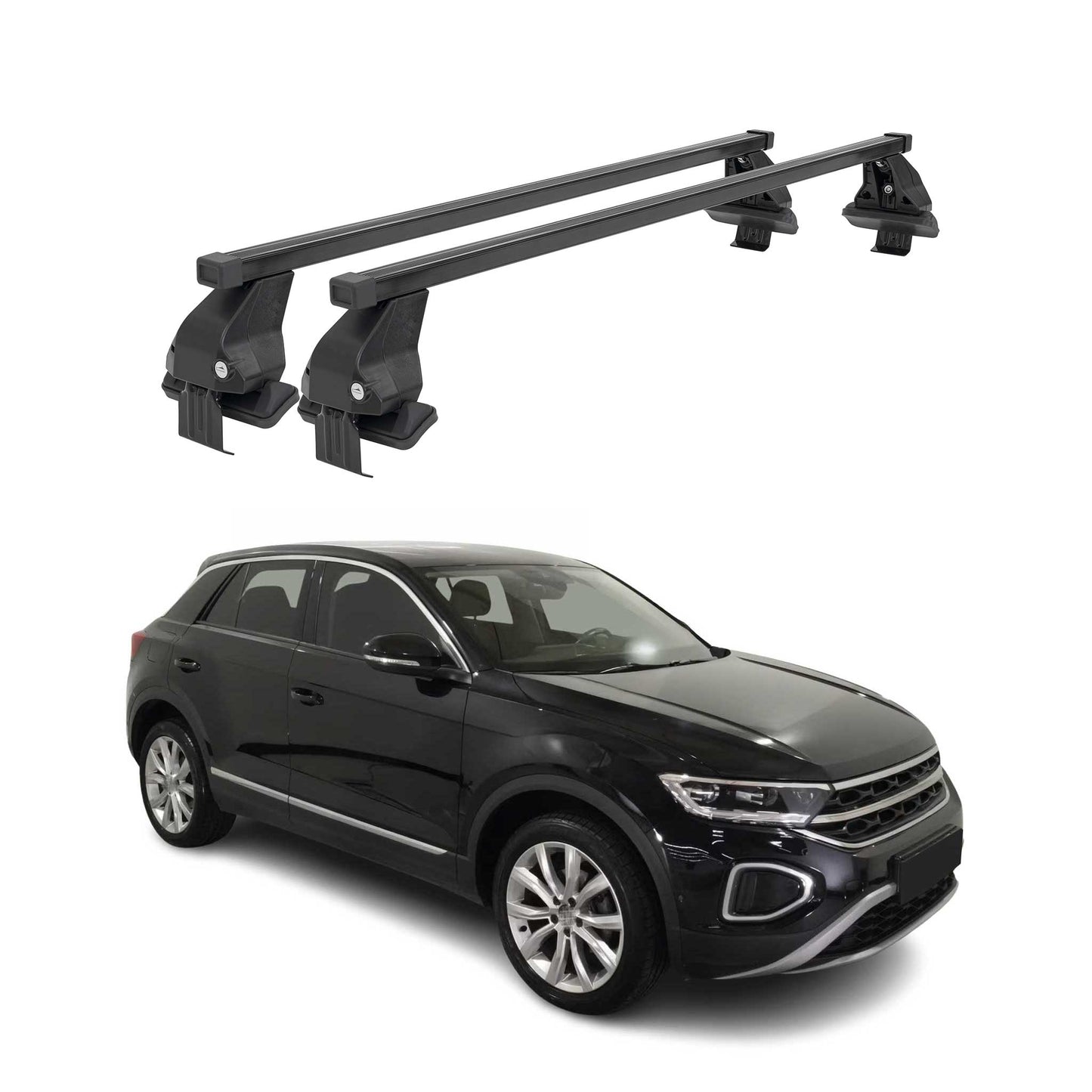 Menabo Dachträger Grundtäger für VW T-Roc 2017-2025 50kg Stahl Schwarz 2 tlg