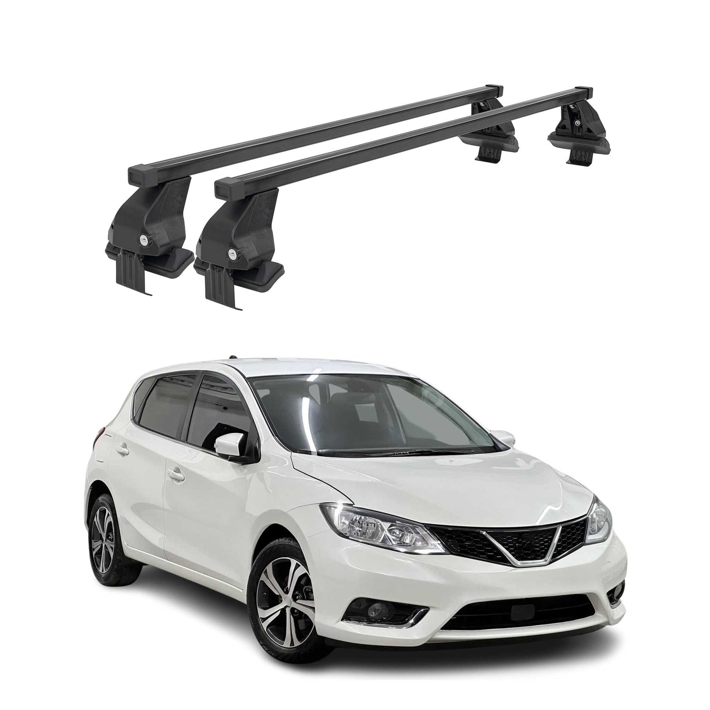 Menabo Dachträger Grundtäger für Nissan Pulsar 2014-2018 50kg Stahl Schwarz 2x