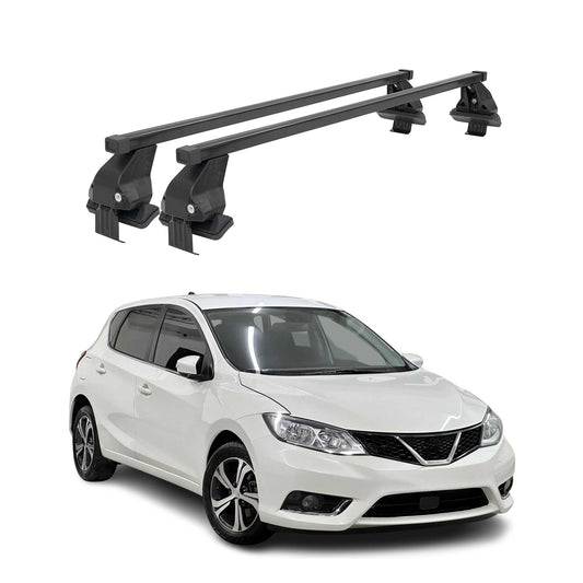 Menabo Dachträger Grundtäger für Nissan Pulsar 2014-2018 50kg Stahl Schwarz 2x