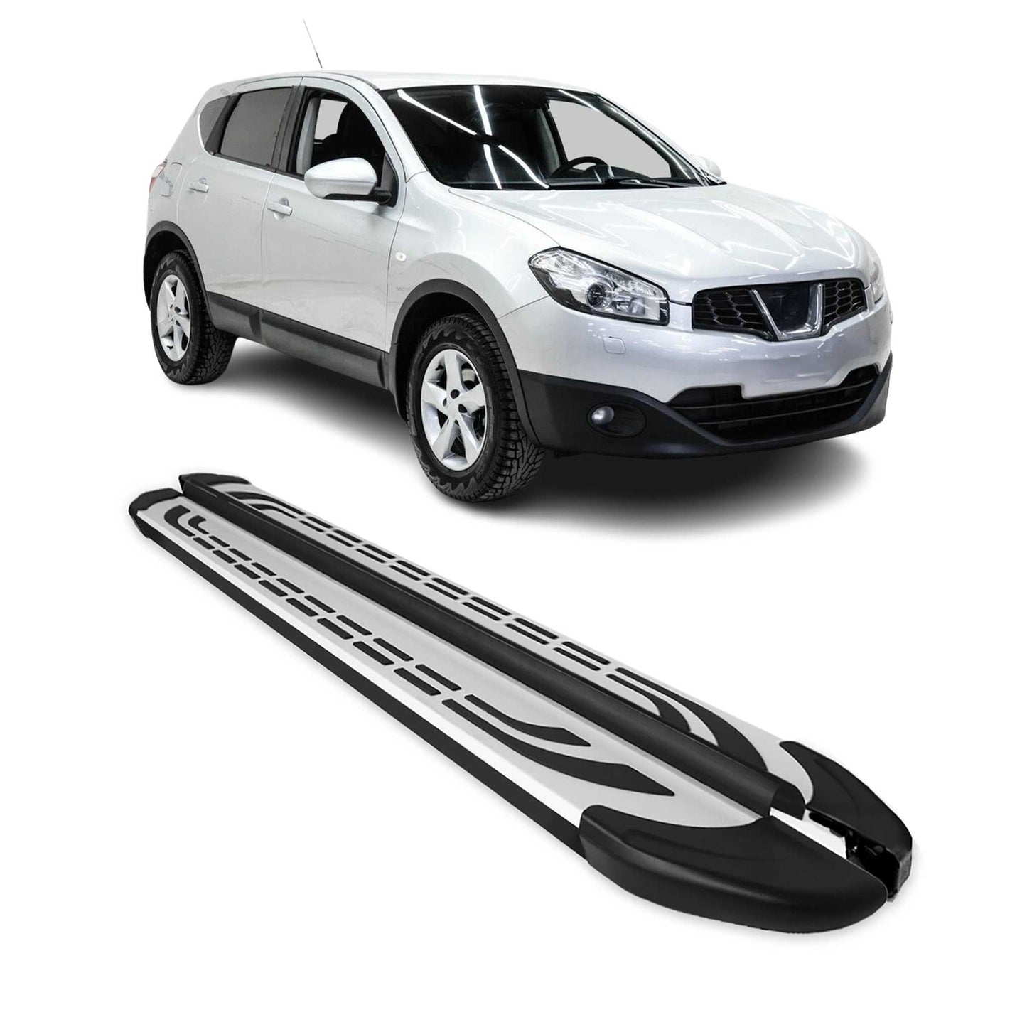 Trittbretter Seitenschweller für Nissan Qashqai II J11 2017-21 FL Schwarz Silber