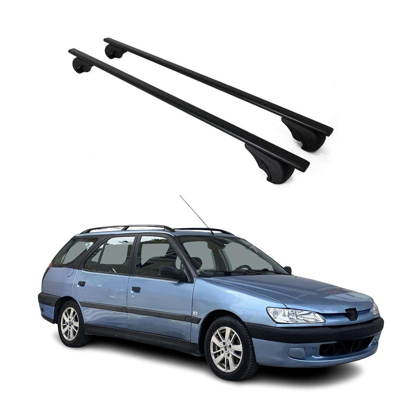 Dachträger Gepäckträger für Peugeot 306 Kombi 1993-2001 Metall Schwarz 2x