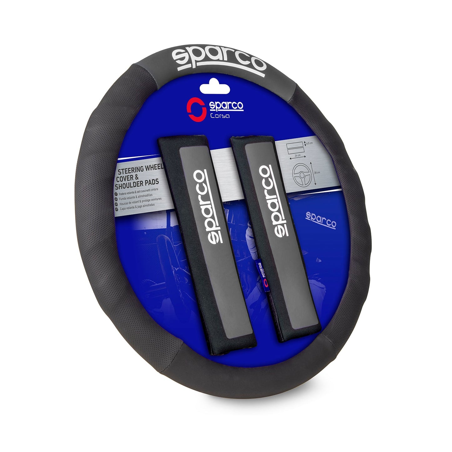 SPARCO Lenkradbezüge Schulterpolster Satz Universal Lenkradschutz Schwarz Grau