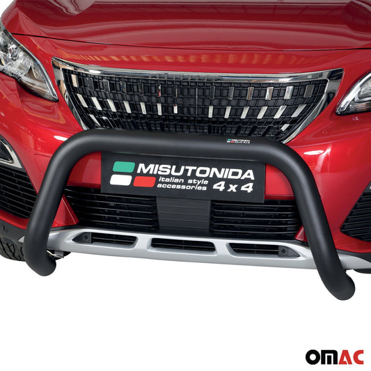 Bară de protecție/buton față pentru Peugeot 3008 2018-2021 ø76mm oțel negru