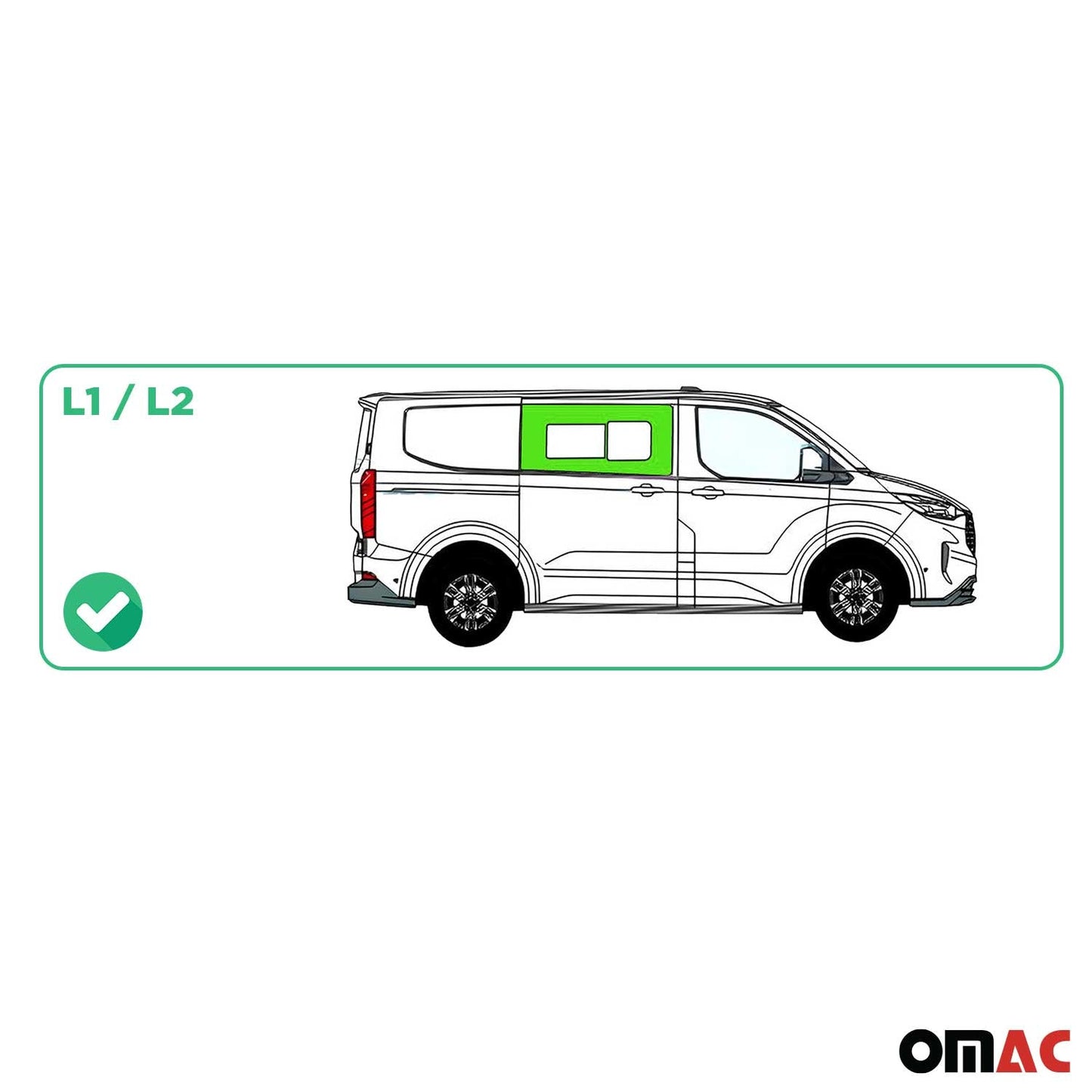 Seitenfenster Schiebetür für Ford Transit Custom V710 2023-25 Vorne Rechts L1 L2