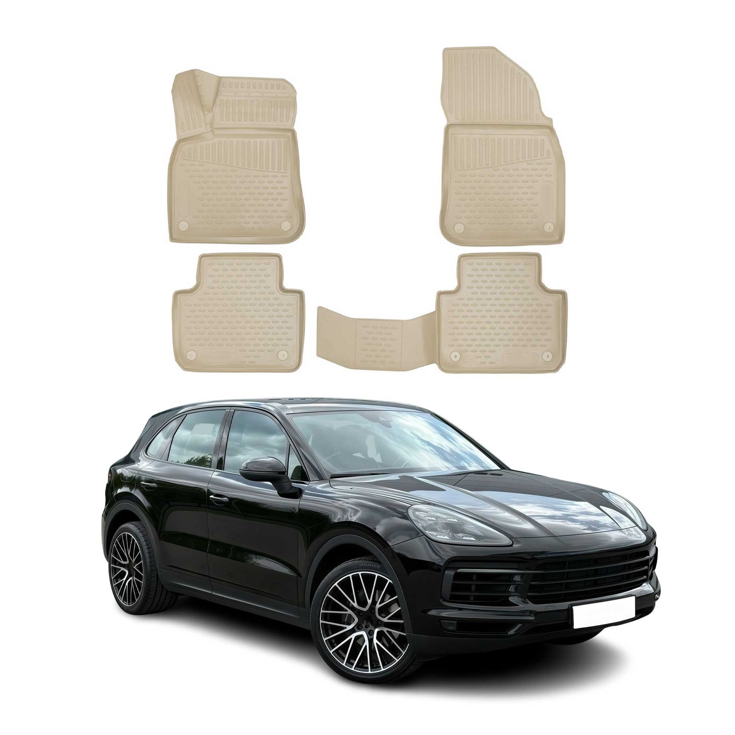 2017-2024 Porsche Cayenne Fußmatten TPE Beige 4 tlg