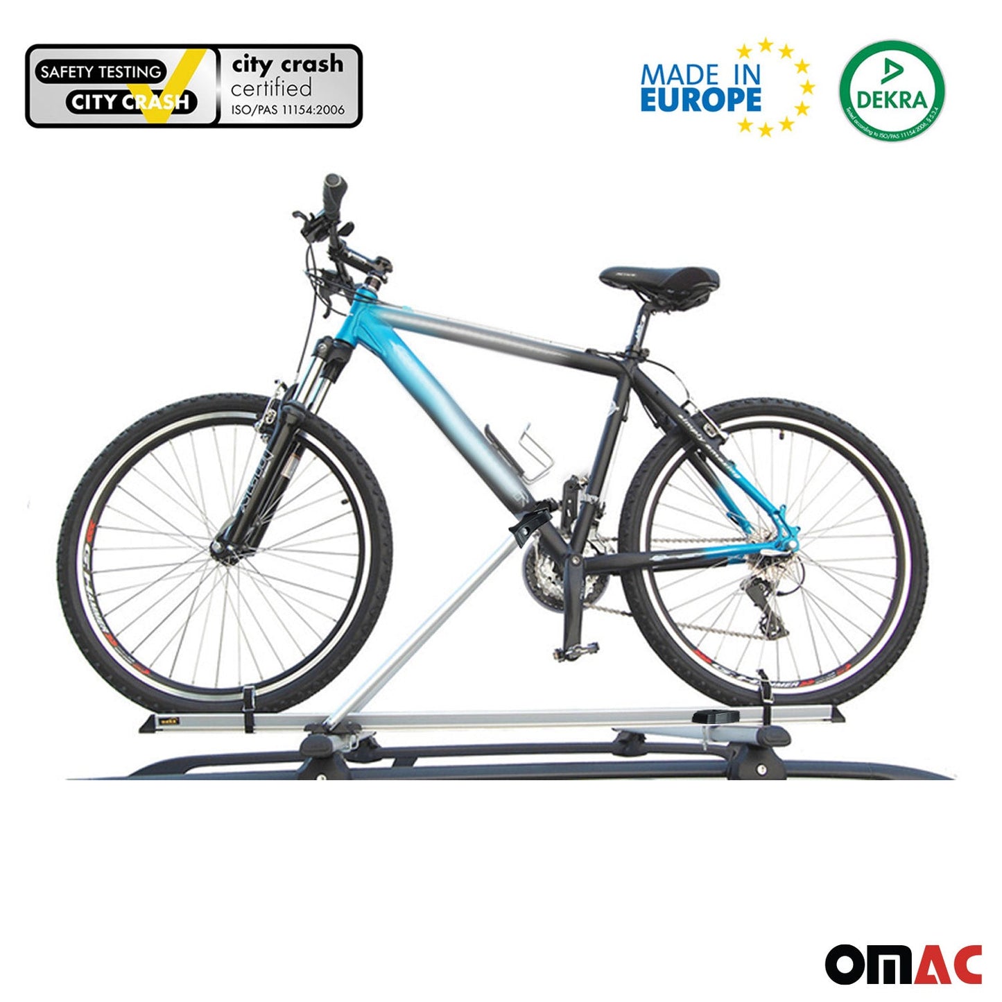 Uchwyt rowerowy, uchwyt rowerowy montowany na dachu do 17 kg, aluminiowy, srebrny