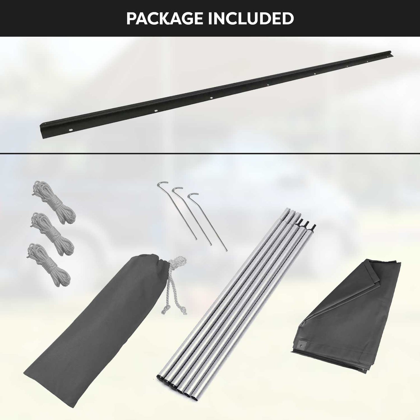 Sonnensegel Kederschiene Vorzelt Satz für VW T7 Transporter Caravelle L1 Schwarz