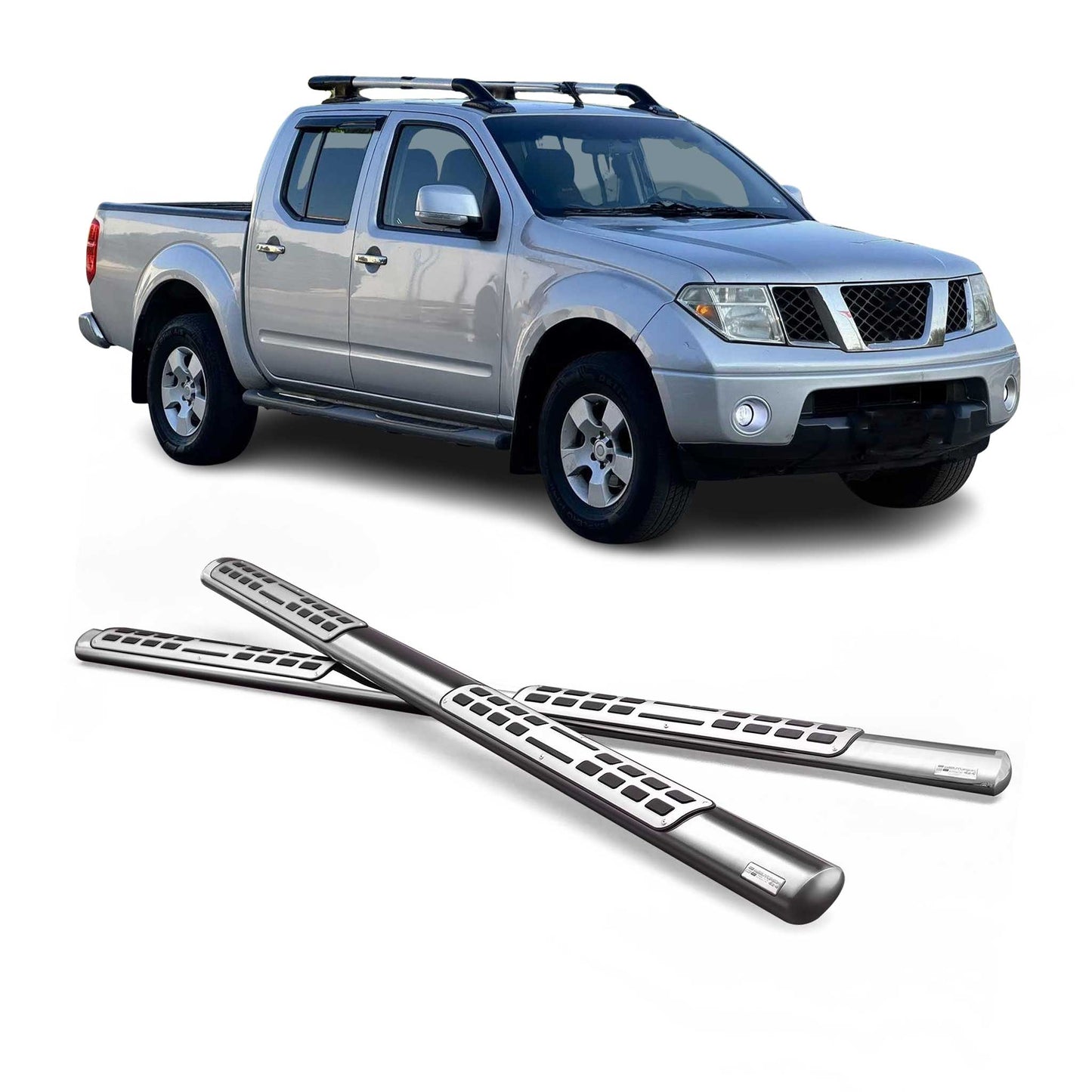 Stahl Seitenschweller Schwellerrohre für Nissan Navara King Cab 2005-2010 Grau