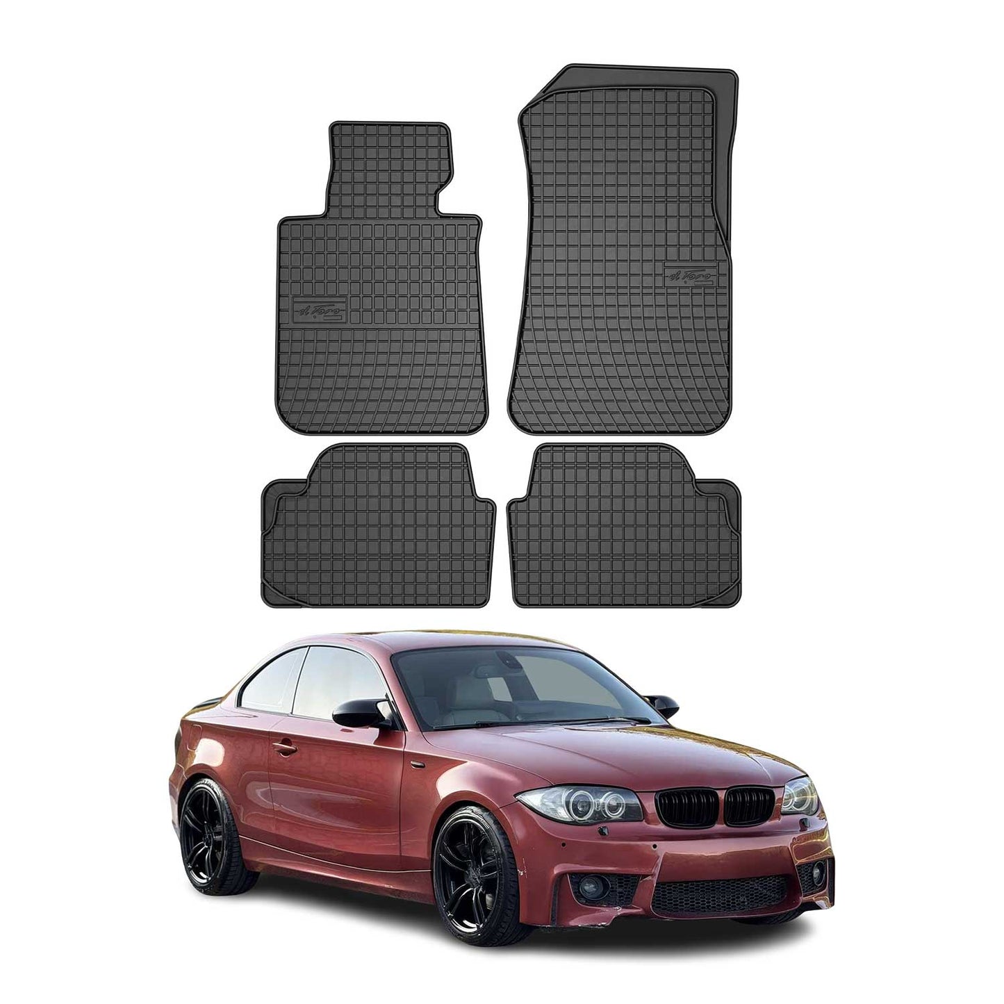 OMAC Gummi Fußmatten für BMW 1er E82 2tür 2007-2013 Automatten Gummi Schwarz 4x