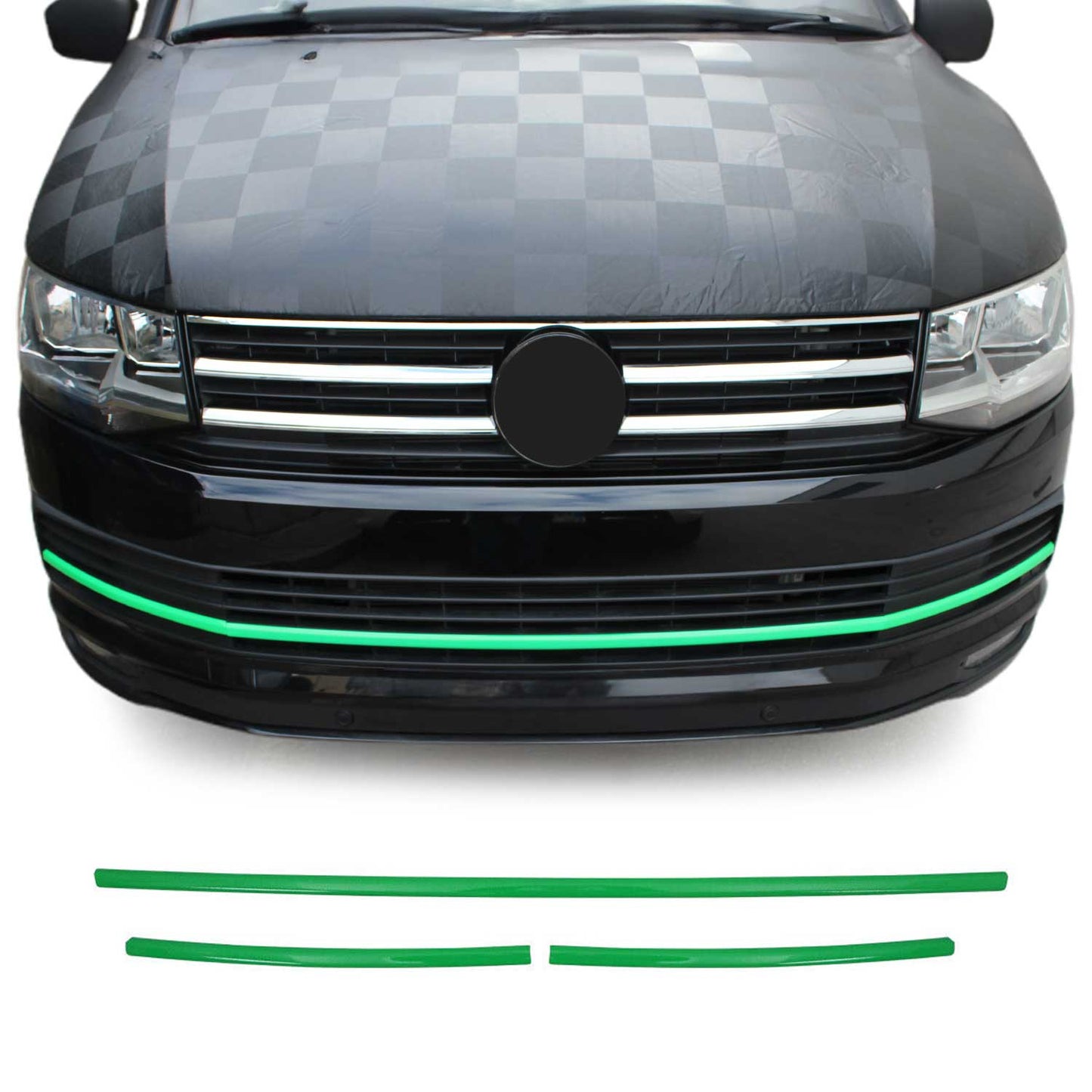Grilă radiator VW T6 2015-2019 Highline, oțel inoxidabil, verde, set 3 piese
