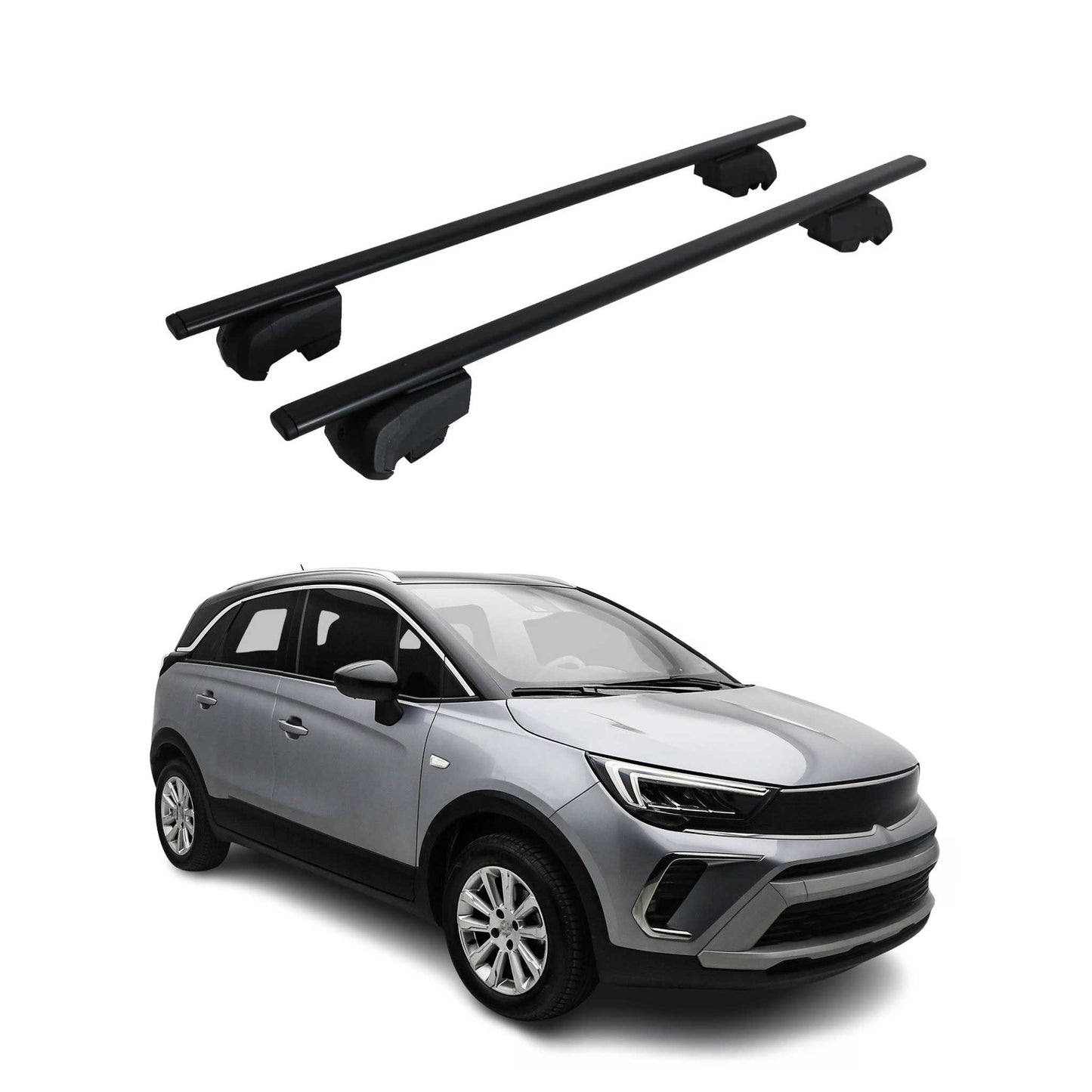 Portbagaj de plafon pentru Opel Crossland 2021-2025 75kg, negru metalic, 2 buc.