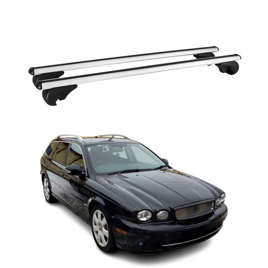Portbagaj de plafon pentru Jaguar X-Type Estate 2004-2009 75kg aluminiu argintiu 2 buc