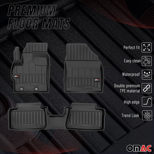 Covorașe auto Toyota Yaris Hybrid 2020-2025, TPE, negre, set 3 piese