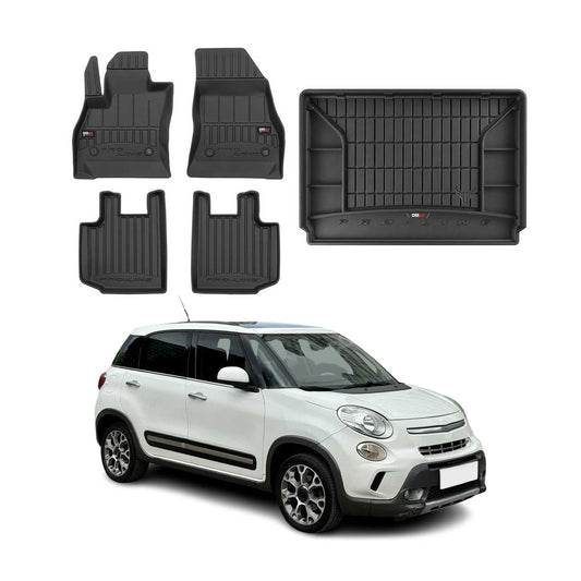 OMAC Fußmatten & Kofferraumwanne Set für Fiat 500L 2012-2024 Gummi Schwarz 5x