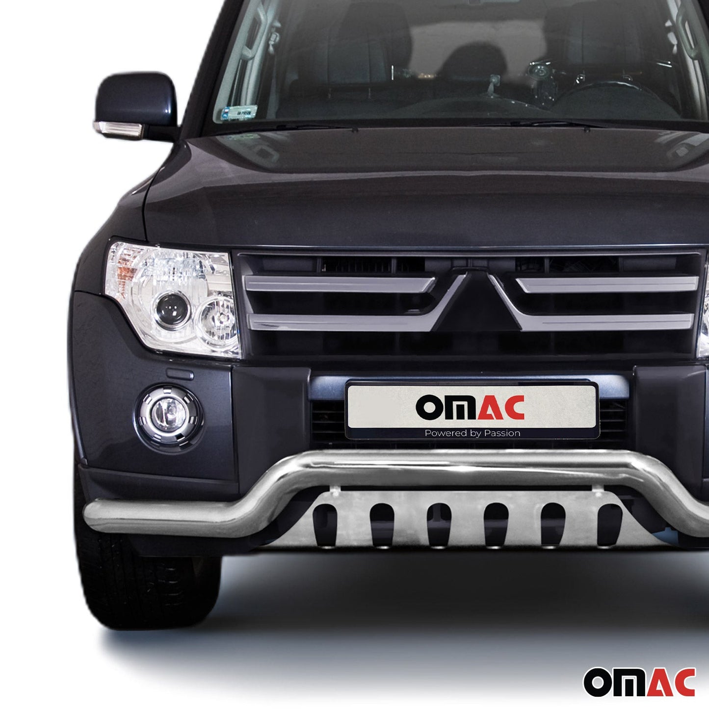 Bară de protecție/buton față pentru Mitsubishi Pajero 2007-2014, oțel inoxidabil, omologată ABE, argintiu