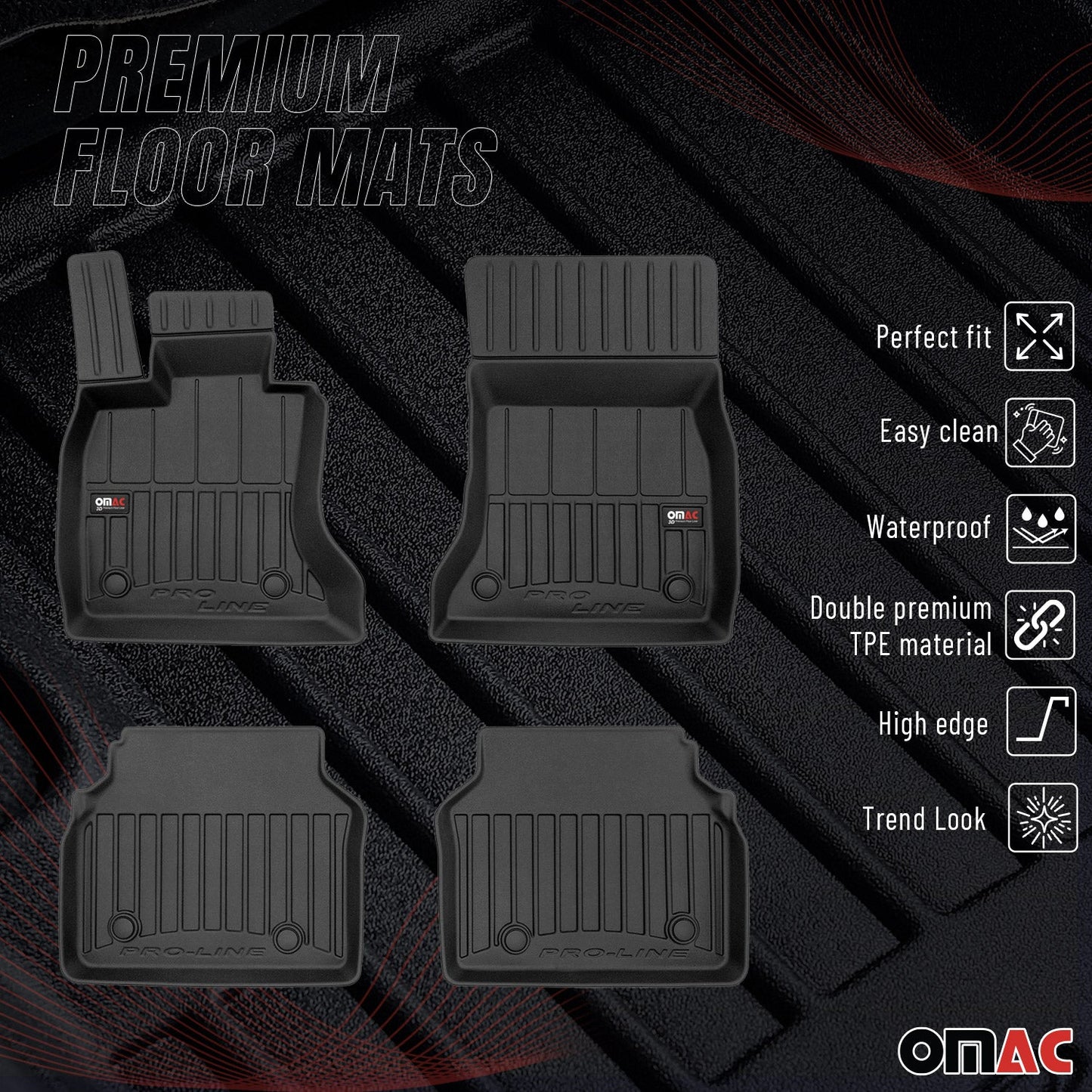 2009-2017 BMW 5er Gran Turismo F07 Fußmatten TPE Schwarz 4 tlg