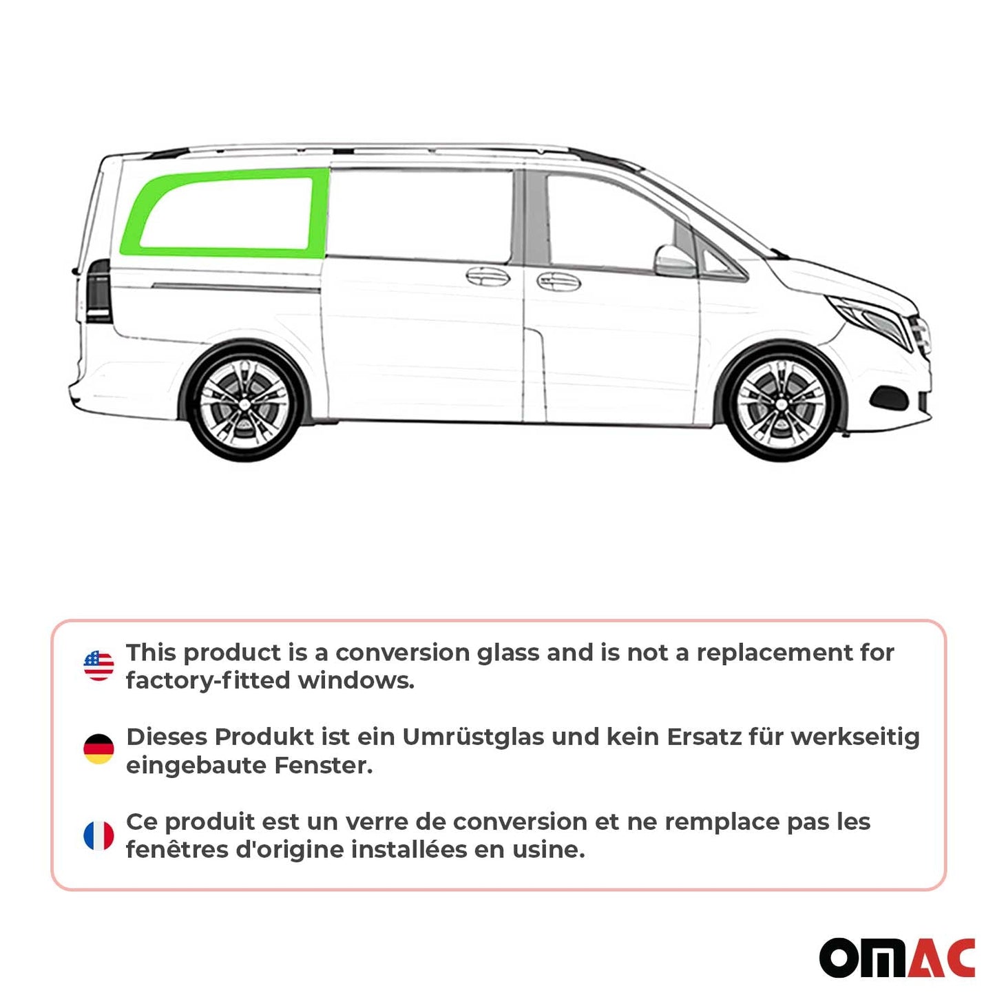 Seitenfenster Sicherheitsglas für Mercedes-Benz W447 2014-2025 Rechts L3