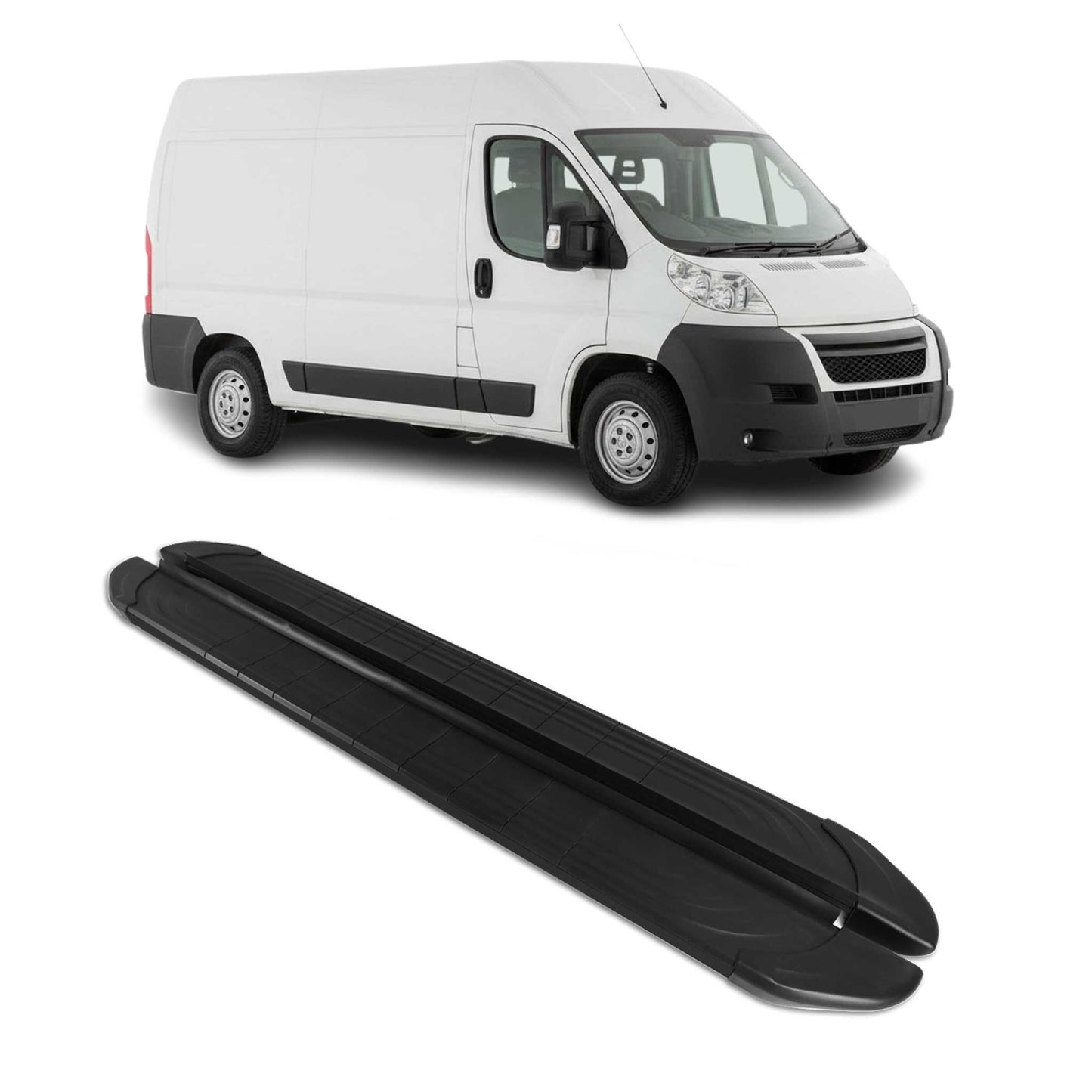 Trittbretter Seitenschweller für Peugeot Boxer 2006-2025 L2 Aluminium Schwarz 2x