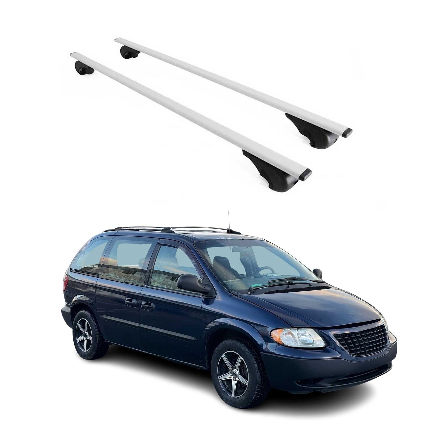 Portbagaj de plafon pentru Dodge Caravan 1996-2007 75kg metal argintiu 2 buc