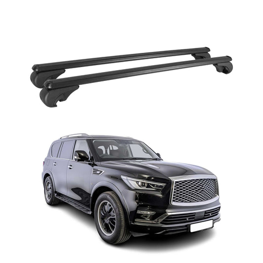 Dachträger für Infiniti QX80 2014-2025 Gepäckträger Grundträger Alu Schwarz 2x