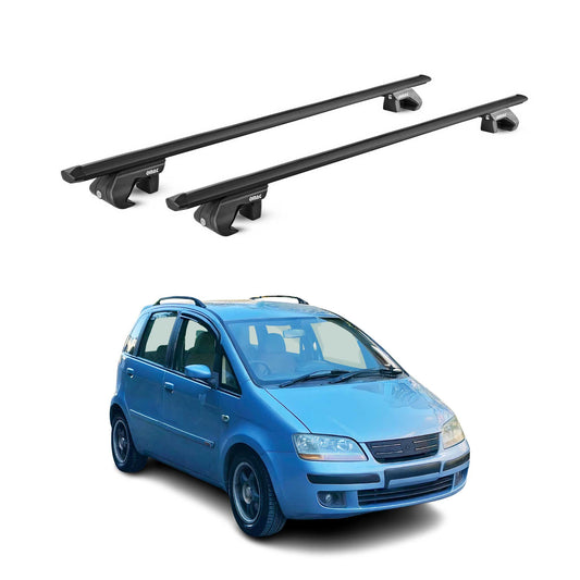 Portbagaj de plafon pentru Fiat Idea 2003-2012 90kg aluminiu negru 2 buc ABE