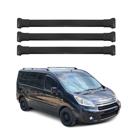 Dachträger Grundtäger für Citroen Jumpy 2007-2016 75kg Aluminium Schwarz 3 tlg