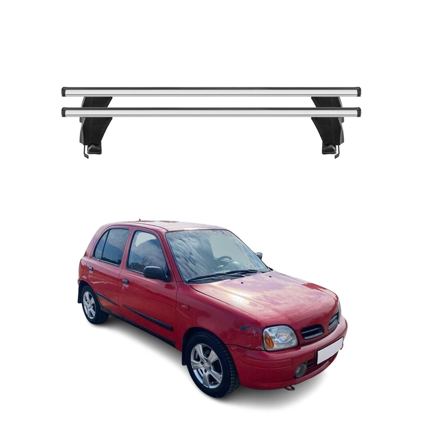 Menabo Dachträger Grundtäger für Nissan Micra 1992-2003 3tür 50kg Alu Silber 2x