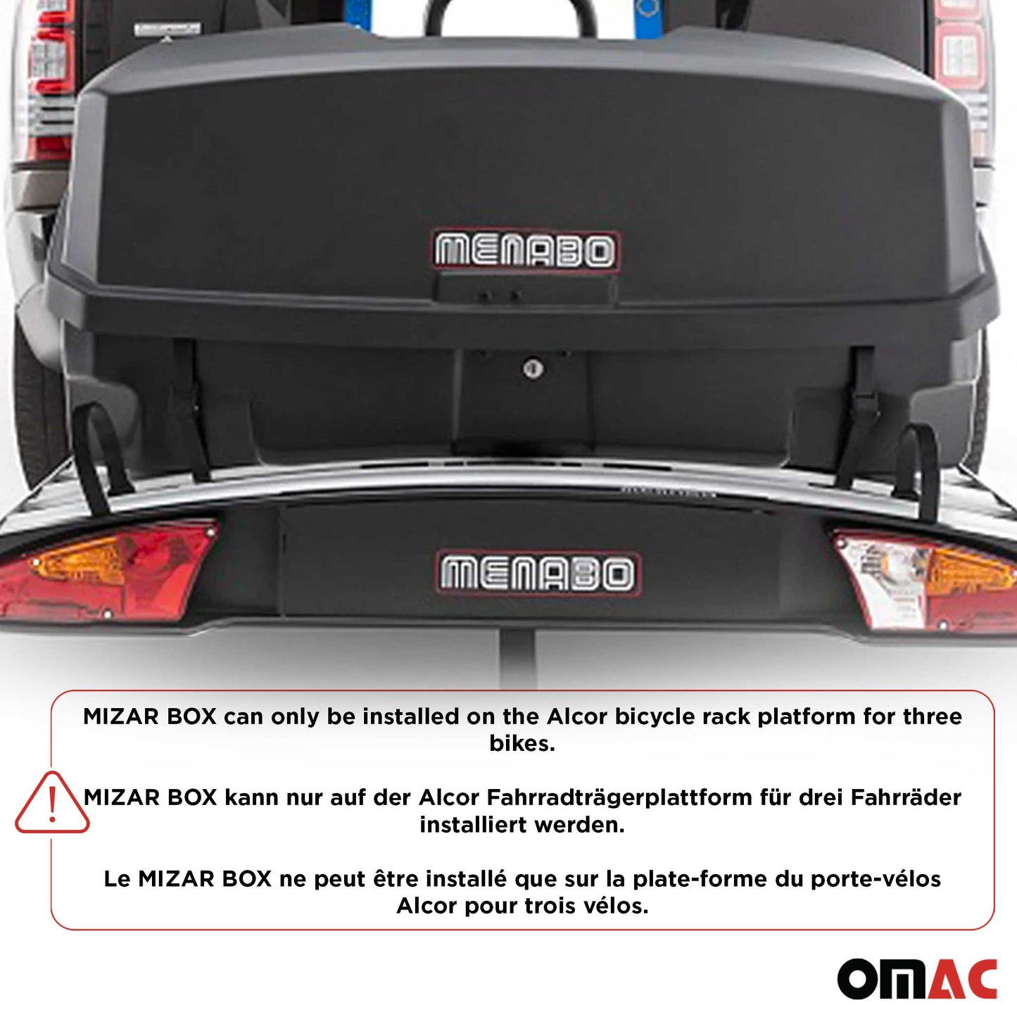 Bagażnik tylny Menabo, skrzynia tylna, skrzynia transportowa, bagażnik tylny, skrzynia samochodowa, czarny, Mizar 300L