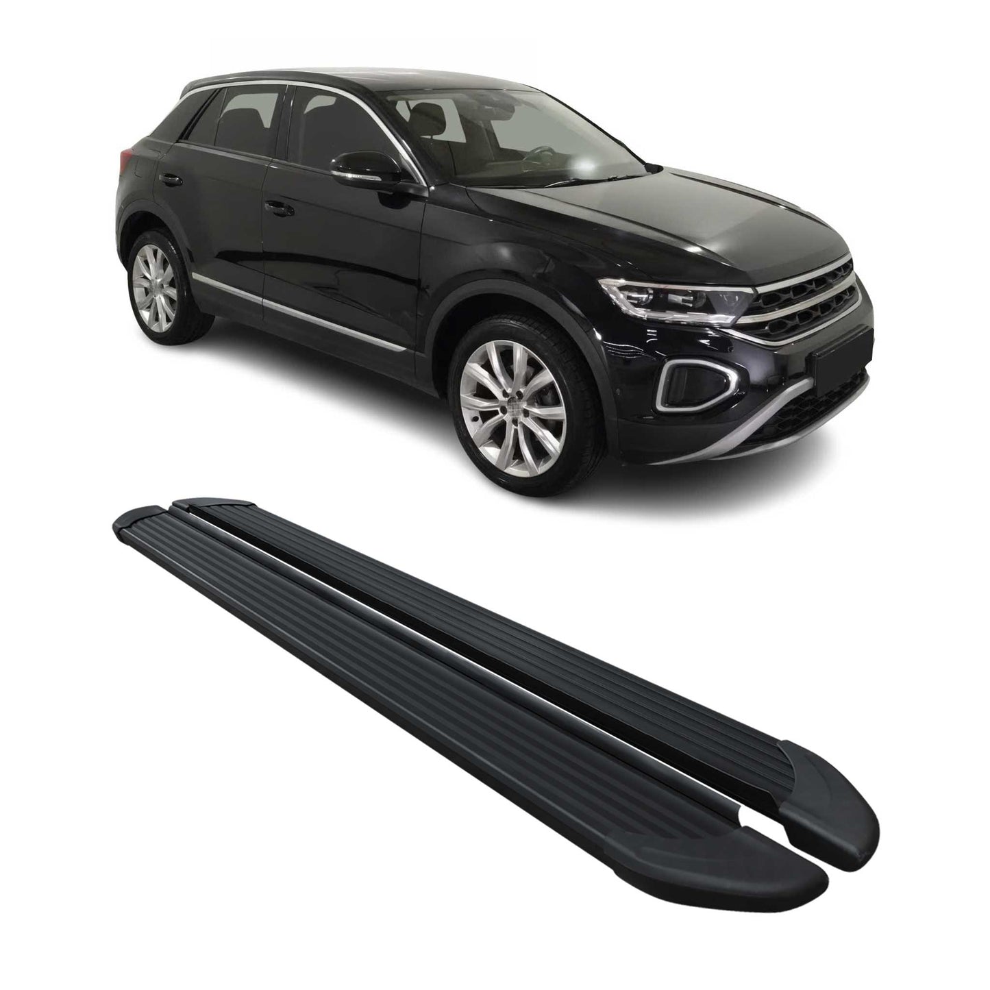 Trittbretter Seitenschweller für VW T-Roc 2017-2025 Aluminium Schwarz 2 tlg