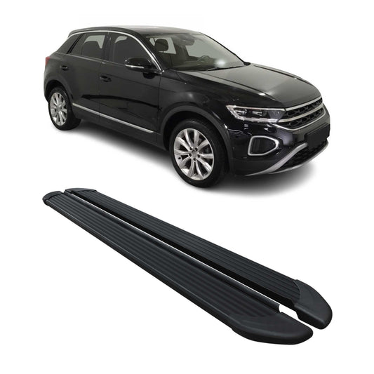 Trittbretter Seitenschweller für VW T-Roc 2017-2025 Aluminium Schwarz 2 tlg