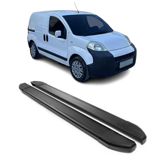 Praguri laterale/scarpe din aluminiu pentru Peugeot Bipper 2007-2024, negre, set 2 piese