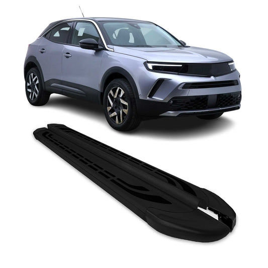 Listwy progowe, progi boczne, stopnie do Opla Mokki 2020-2025, aluminiowe, czarne