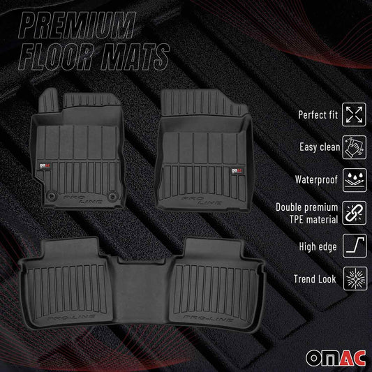 Covorașe auto TPE negre, set 3 piese, pentru Toyota Camry Sedan 2012-2018