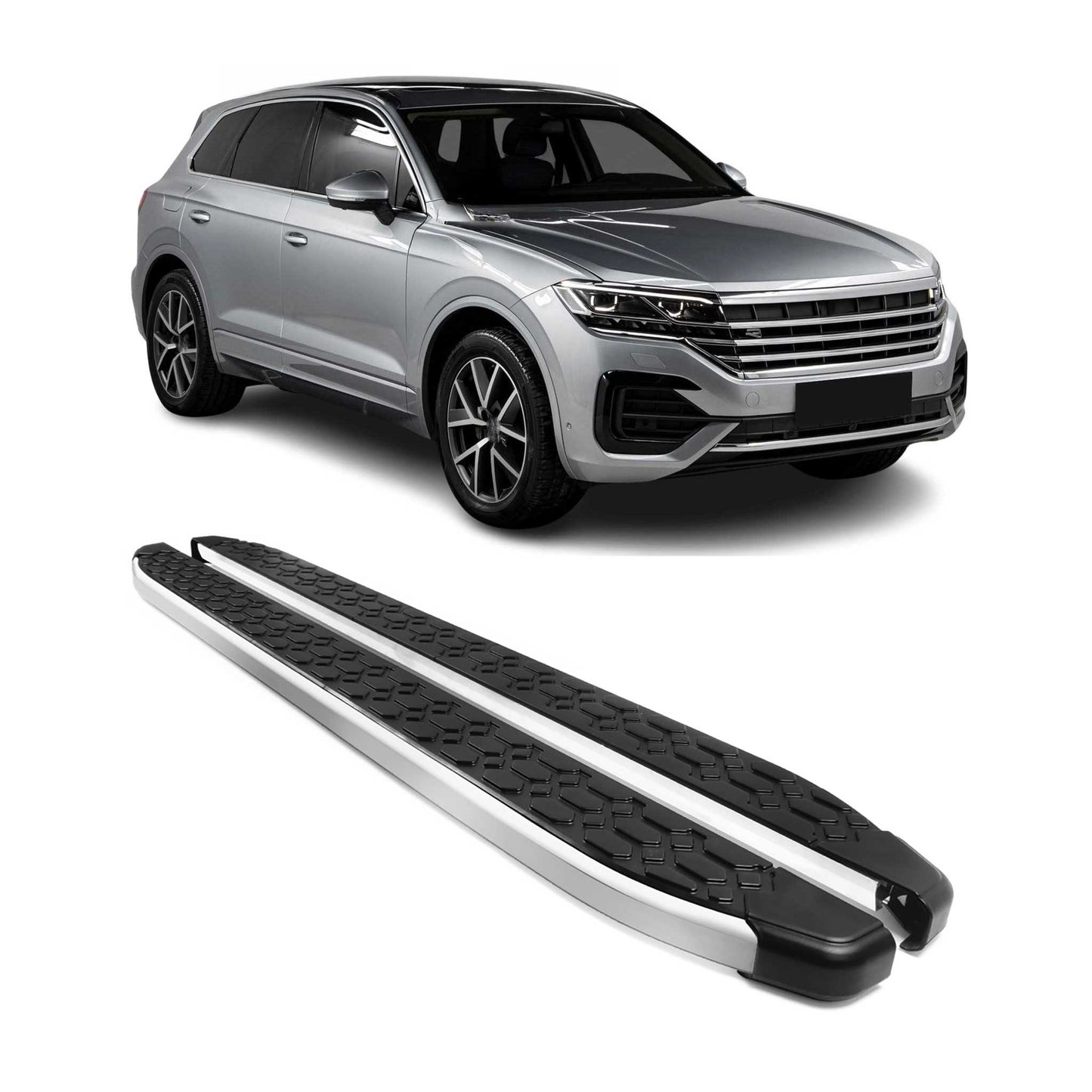 Trittbretter Seitenschweller für VW Touareg 3 2018-2025 Silber Schwarz Alu 2x