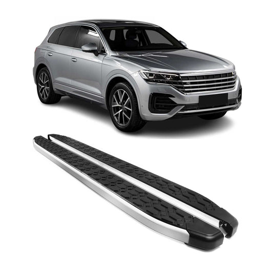 Trittbretter Seitenschweller für VW Touareg 3 2018-2025 Silber Schwarz Alu 2x